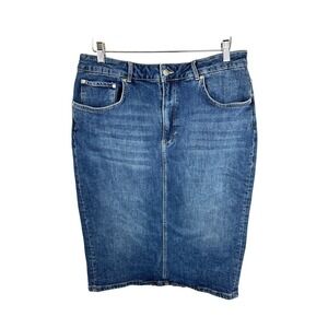 Pilcro Denim Pencil Skirt Medium Wash Back Slit Anthropologie